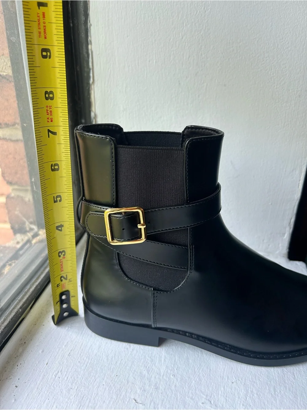 Mango MGO Piero Black Women's Chelsea Boots with Elastic and Gold Side Buckle